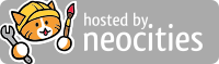 A button that says 'Hosted by Neocities' and has the Neocities logo.